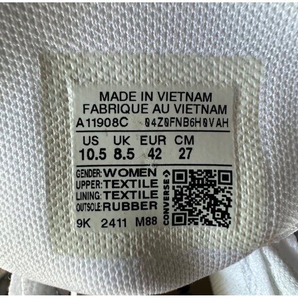 ⭐Converse Chuck Taylor Wedge Platform Sz 10.5 Womens Shoes Sneaker White A11908C - Picture 9 of 9